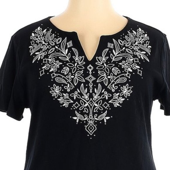 Karen Scott embellished embroidered top blouse shirt XXL - Picture 2 of 2